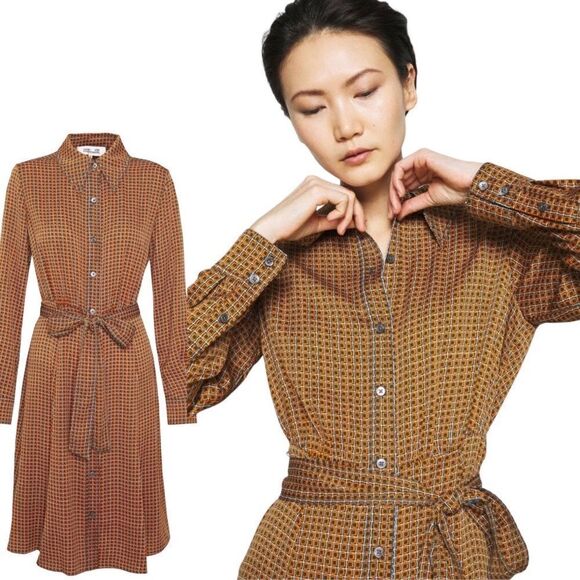 Diane Von Furstenberg Geometric Wrap Dress 
Tigress belted DVF Mocha Mousse XS - Picture 14 of 17